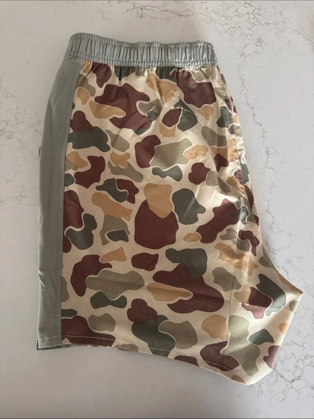 Free Fly Apparel Men’s Camo Athletic BoardShorts - Beige, Green & Brown